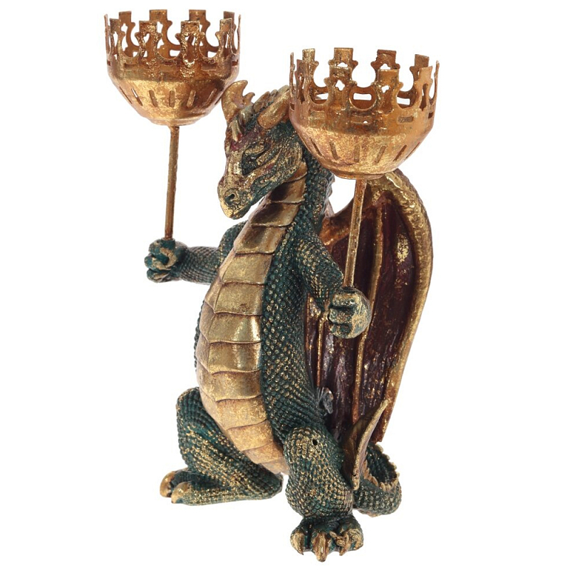 Подсвечник в виде дракона Dragon Candlestick Green Gold Золотой Зеленый Коричневый Подсвечник в виде дракона Dragon Candlestick Green Gold Золотой Зеленый Коричневый в Грозном | Loft Concept