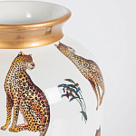 Ваза белая овальная с рисунком леопардов и золотыми акцентами LEOPARD Collection варинант исполнения - 1 | Loft Concept в Грозном