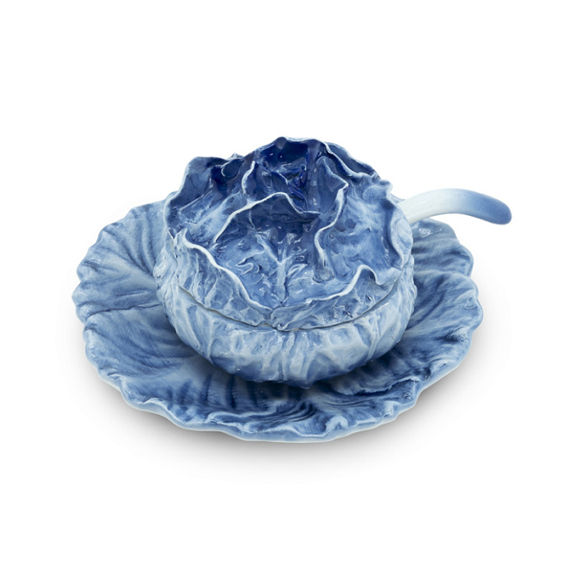 Супница SOUP BOWL CABBAGE SMALL W/PLATE D13 Blue Сапфирово-синий Супница SOUP BOWL CABBAGE SMALL W/PLATE D13 Blue Сапфирово-синий в Грозном | Loft Concept