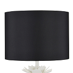 Настольная лампа с декором в виде белого цветка магнолии на каркасе и черным абажуром White Magnolia варинант исполнения - 2 | Loft Concept в Грозном