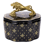 Шкатулка черного цвета с крышкой с фигуркой льва Eden Garden варинант исполнения - 1 | Loft Concept в Грозном