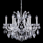 Люстра подвесная с 6-ю лампочками и прозрачными хрустальными подвесками на хромированном основании Crystal lamps варинант исполнения - 1 | Loft Concept в Грозном