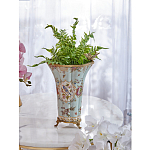 Ваза голубого цвета из фарфора с цветочным рисунком и бронзовой стрекозой Blue Garden варинант исполнения - 5 | Loft Concept в Грозном