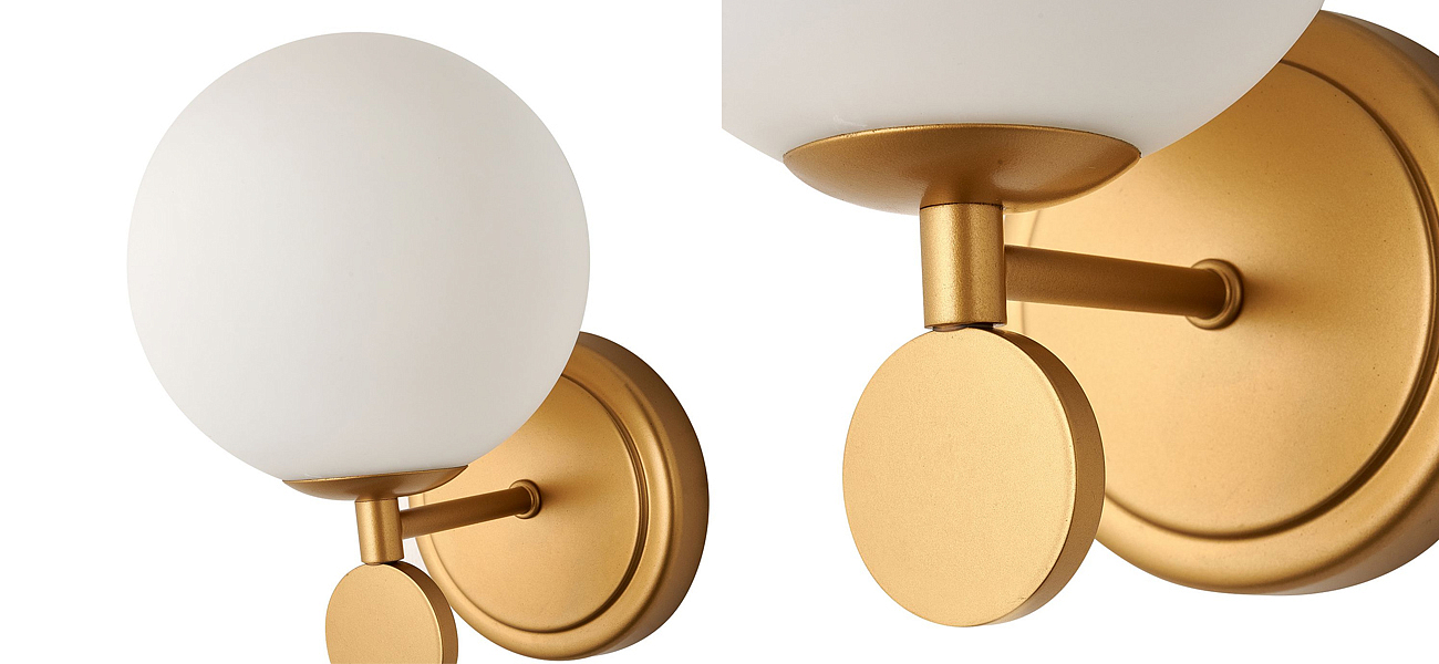 Бра с белым круглым плафоном Glowing Clouds Gold - Loft-Concept в Грозном