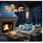 Люстра круглая на золотом каркасе с цветочным декором Miscellaneous herbs варинант исполнения - 6 | Loft Concept в Грозном