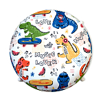 Пуф детский круглый с принтом на 4-х белых ножках Dinosaurs CHILDHOOD варинант исполнения - 2 | Loft Concept в Грозном
