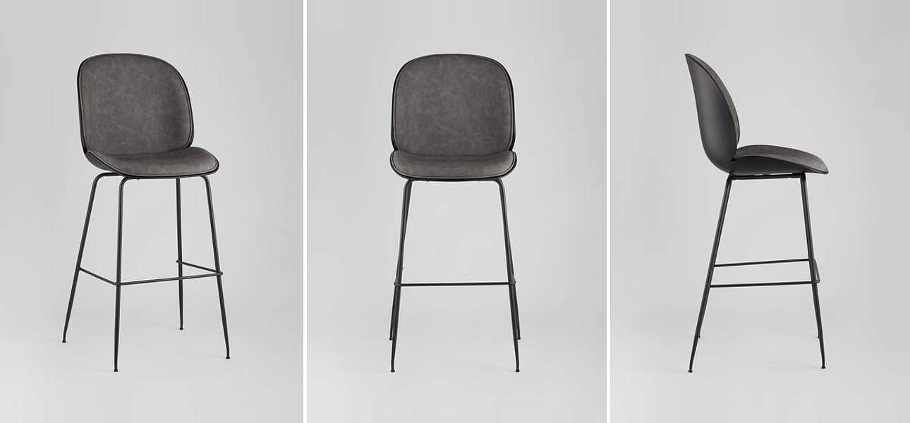 Стул Барный Винтажная Серая Экокожа Vendramin Bar Chair Стул Барный Винтажная Серая Экокожа Vendramin Bar Chair - Loft-Concept в Грозном
