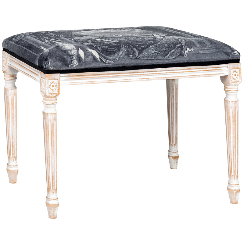 Банкетка Palace Gardens Bench Seat Черно-белый Белый винтажная патина Банкетка Palace Gardens Bench Seat Черно-белый Белый винтажная патина в Грозном | Loft Concept