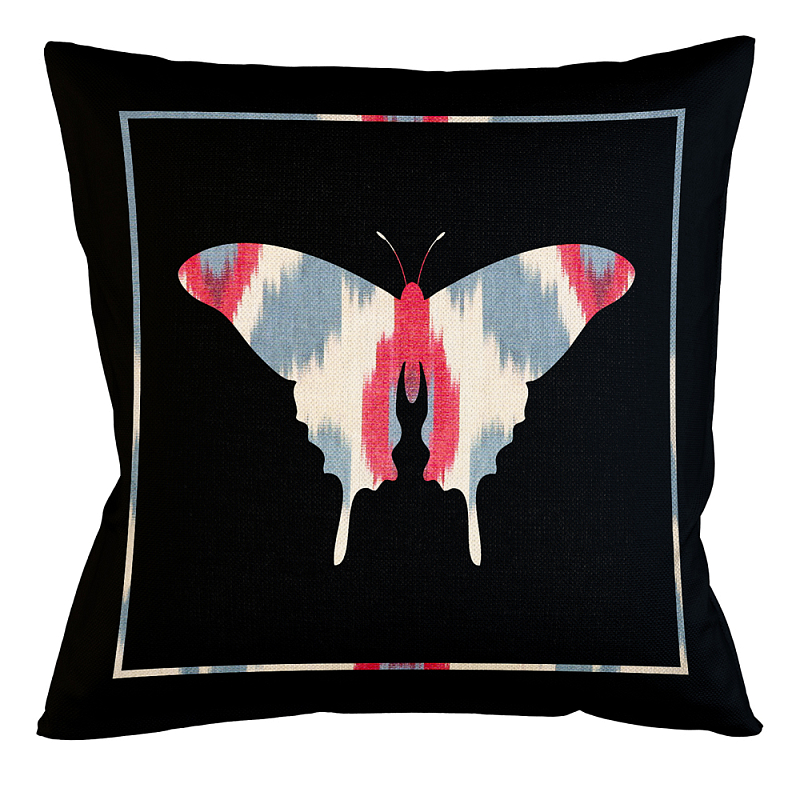 Подушка декоративная бабочка с узором красного и серого цвета Ikat Pattern Синий Бежевый Черный Зеленый Подушка декоративная бабочка с узором красного и серого цвета Ikat Pattern Синий Бежевый Черный Зеленый в Грозном | Loft Concept