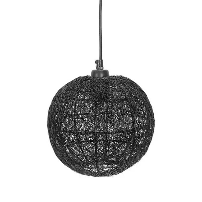 Подвесной светильник с плетеным металлическим абажуром в форме шара Wicker Iron Lamp Черный Подвесной светильник с плетеным металлическим абажуром в форме шара Wicker Iron Lamp Черный в Грозном | Loft Concept