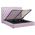 Кровать двуспальная фиолетовая с основанием из массива дерева с мягким изголовьем Velour Beds варинант исполнения - 2 | Loft Concept в Грозном