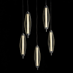 Люстра круглая каскадня с 5-ю плафонами из металлической сетки Mesh Lampshade Lighting варинант исполнения - 3 | Loft Concept в Грозном