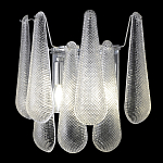 Бра с подвесками из рифленного стекла в форме капель на основании цвета хром Textured Glass варинант исполнения - 3 | Loft Concept в Грозном