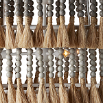 Люстра трехъярусная с декором из круглых деревянных бусин с кисточками Gray Brown Wooden Beads Chandelier варинант исполнения - 1 | Loft Concept в Грозном