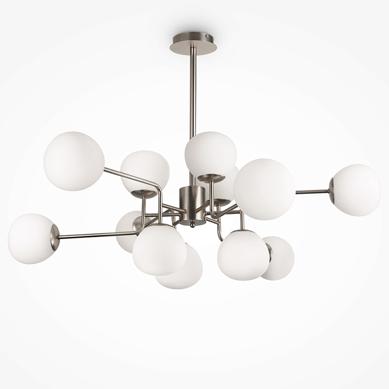 Люстра Tiepolo Ball Chandelier Nickel 12 Никель Белый в Грозном | Loft Concept 