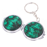 Зеркало брелок карманное двухстороннее из натурального камня Малахит Stone Mirrors варинант исполнения - 5 | Loft Concept в Грозном