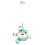 Подвесной светильник с прозрачными бирюзовыми стеклянными шарами и золотыми деталями Диаметр 46 Giopato & Coombes варинант исполнения - 1 | Loft Concept в Грозном