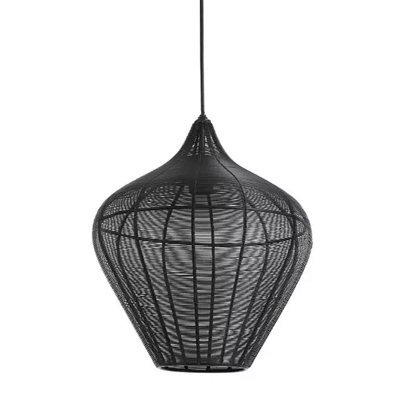 Подвесной светильник в форме купола с плетеным металлическим абажуром Wicker Iron Lamp Черный Подвесной светильник в форме купола с плетеным металлическим абажуром Wicker Iron Lamp Черный в Грозном | Loft Concept