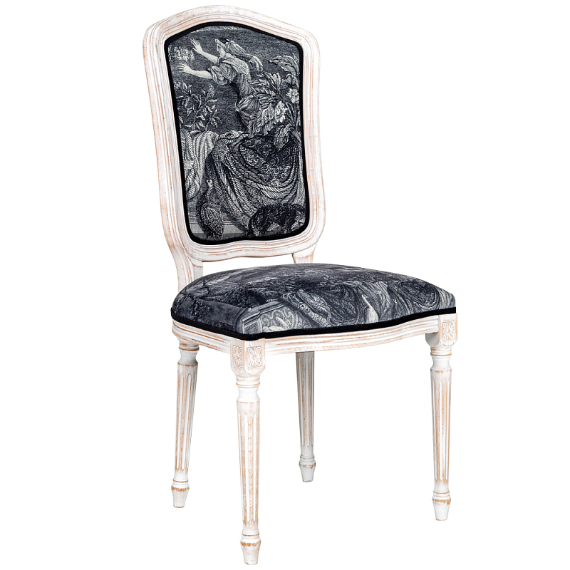 Стул Blois Stool Черно-белый Белый винтажная патина Стул Blois Stool Черно-белый Белый винтажная патина в Грозном | Loft Concept