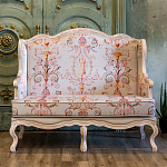 Двухместный диван из массива бука серый с растительным орнаментом Raffael Blue Grey Sofa варинант исполнения - 7 | Loft Concept в Грозном