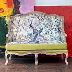 Диван из натурального бука бежевый с изображением птиц и цветов Beige Green Chinoiserie Garden Sofa варинант исполнения - 11 | Loft Concept в Грозном