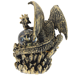 Декоративная статуэтка Дракон со стеклянным шаром Dragon and Glass Ball Gold Black варинант исполнения - 2 | Loft Concept в Грозном