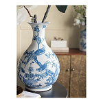 Ваза с мотивами цветущего сада с попугаями Blue Vase Inspired by Nature варинант исполнения - 6 | Loft Concept в Грозном