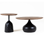 Столик журнальный с круглой деревянной столешницей на черном фактурном основании Bourgeon варинант исполнения - 3 | Loft Concept в Грозном