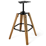 Барный стул со спинкой и металлической подставкой на 4-х деревянных ножках Зеленый Велюр Vendramin Chair варинант исполнения - 4 | Loft Concept в Грозном