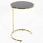 Приставной столик на золотистом основании с черной столешницей Noir варинант исполнения - 1 | Loft Concept в Грозном