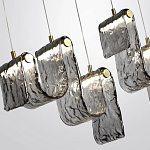 Подвесной светильник линейный с плафонами волнистой формы из фактурного стекла Big Wave варинант исполнения - 5 | Loft Concept в Грозном