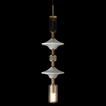 Подвесной светильник с белыми стеклянными элементами и бронзовыми вставками Высота 90 см Gabriel Scott Luna варинант исполнения - 6 | Loft Concept в Грозном