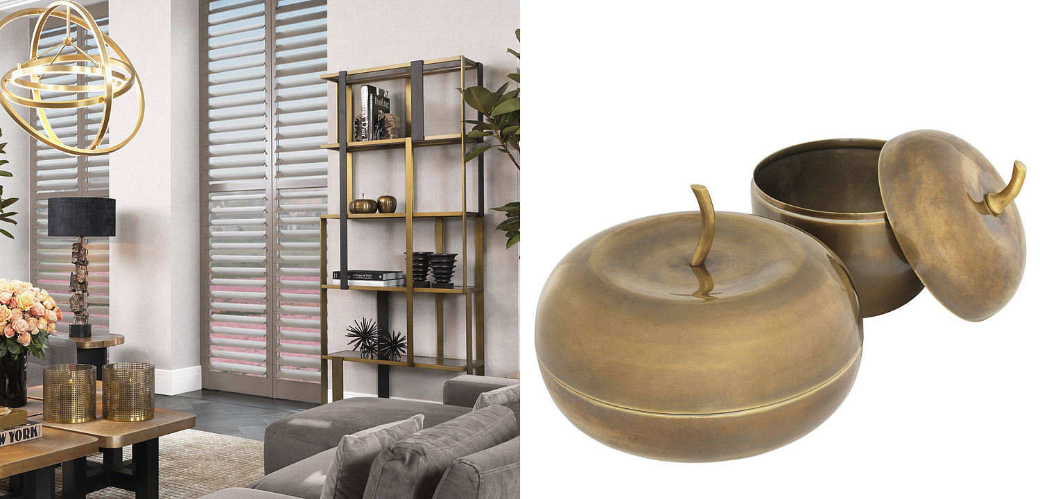 Комплект шкатулок Eichholtz Box Apple Set of 2 brass Комплект шкатулок Eichholtz Box Apple Set of 2 brass - Loft-Concept в Грозном