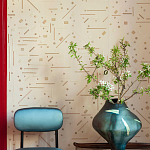 Обои с вышивкой ручной работы Glyph Original colourway on wool sateen варинант исполнения - 2 | Loft Concept в Грозном