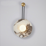 Бра круглое с каменным основанием и плафоном из стекла в форме шара Shaw Marble Lighting варинант исполнения - 1 | Loft Concept в Грозном