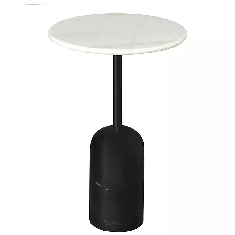 Кофейный столик с белой мраморной столешницей на черном основании Tall Coffee Black and White Table Белый Черный в Грозном | Loft Concept 