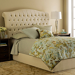 Кровать двуспальная бежевая с основанием из массива дуба с мягким изголовьем Flax Beds варинант исполнения - 1 | Loft Concept в Грозном