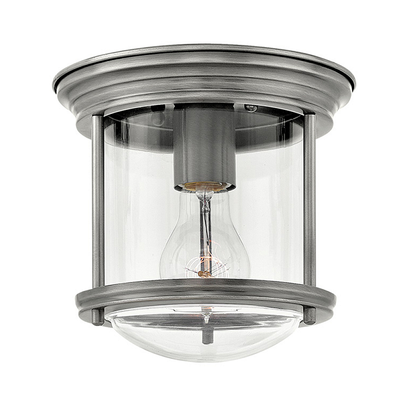 Потолочный светильник для ванных комнат с цилиндрическим стеклянным плафоном и одной лампой Hinkley Никель Белый Бронза Прозрачное Стекло Хром в Грозном | Loft Concept 