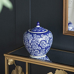 Ваза округлой формы с синей росписью и цветочным узором Blue & White Ornament варинант исполнения - 5 | Loft Concept в Грозном
