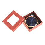 Зеркало карманное круглое двухстороннее из натурального камня Содалит в подарочной упаковке Gold Stone Mirrors варинант исполнения - 3 | Loft Concept в Грозном