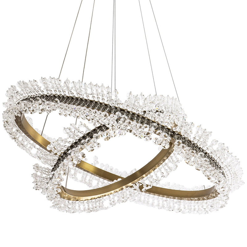 Люстра два кольца с хрустальным декором Rowan Crystal Ring Horizontal Brass Chandelier Прозрачный Латунь Люстра два кольца с хрустальным декором Rowan Crystal Ring Horizontal Brass Chandelier Прозрачный Латунь в Грозном | Loft Concept