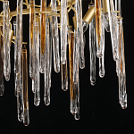 Люстра линейная золотого цвета с декоративными ветвями и длинными стеклянными подвесками в форме сосулек Droplet Chandelier варинант исполнения - 5 | Loft Concept в Грозном