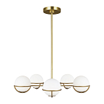 Люстра с 5-ю белыми шарообразными плафонами в сферические каркасах Feiss варинант исполнения - 2 | Loft Concept в Грозном