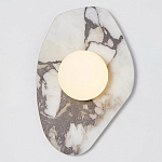 Бра с каменным основанием и плафоном из стекла в форме шара Shaw Marble Lighting варинант исполнения - 1 | Loft Concept в Грозном