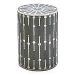 Приставной круглый столик с инкрустацией Mandika Bone Inlay Gray варинант исполнения - 2 | Loft Concept в Грозном