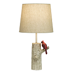 Настольная лампа с тканевым абажуром и основанием в виде птицы на дереве Simurq варинант исполнения - 1 | Loft Concept в Грозном