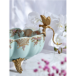 Чаша из голубого фарфора на бронзовых ножках с рисунком цветов и фигурками стрекоз Blue Garden варинант исполнения - 6 | Loft Concept в Грозном