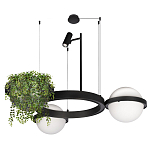 Подвесной светильник с 2-мя шарообразными плафонами и цилиндрическим спотом Light of Еyes варинант исполнения - 6 | Loft Concept в Грозном