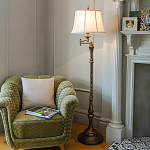 Торшер классического стиля цвета темная бронза с бежевым льяным абажуром Feiss варинант исполнения - 2 | Loft Concept в Грозном