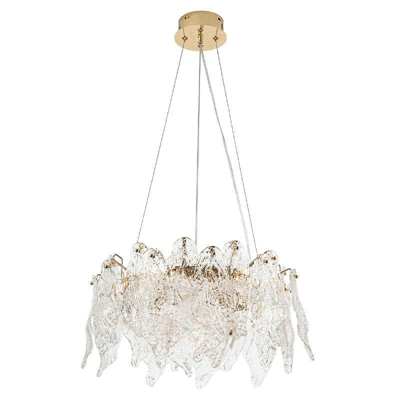 Люстра с декором из текстурированного стекла Textured Glass Chandelier 6 Прозрачное Стекло Золотой Люстра с декором из текстурированного стекла Textured Glass Chandelier 6 Прозрачное Стекло Золотой в Грозном | Loft Concept